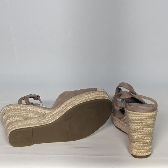 NEW Coutgo Womens Cap Toe Platform Espadrille Buckle Strap Slingback Sz 8 taupe - Picture 3 of 4